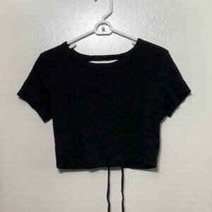 Black lace back crop top